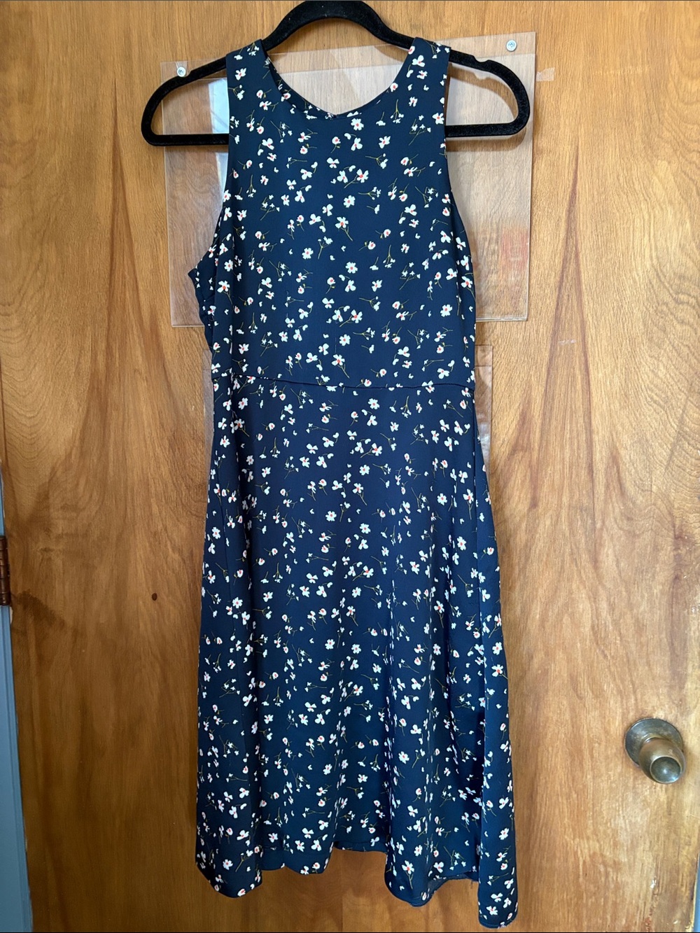 Banana Republic Sleeveless Floral Navy A-Line Dress